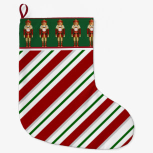 Grande Chaussette De Noël Nutcrackers sur Candy Stripes Noël Stocker