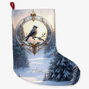 Grande Chaussette De Noël Oiseau dans le bas de Noël Ornement