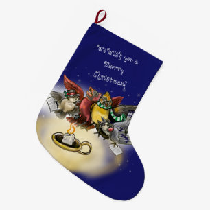 Grande Chaussette De Noël Oiseaux de Noël