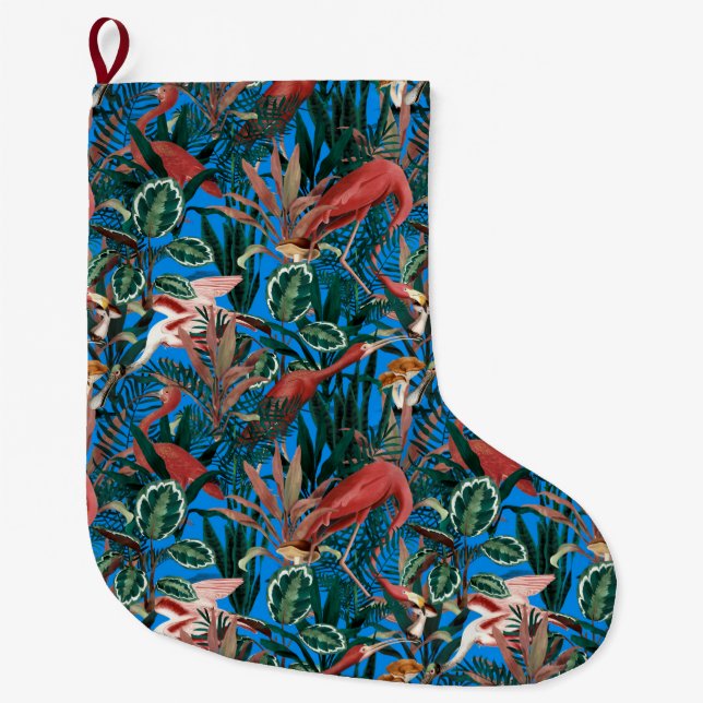 Grande Chaussette De Noël Oiseaux tropicaux Stocking de Noël (Devant)