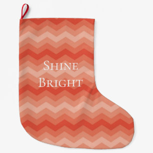 Grande Chaussette De Noël Orange Peach Chevron