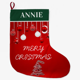 Grande Chaussette De Noël Ornement scintillant argent rouge or corporatif de