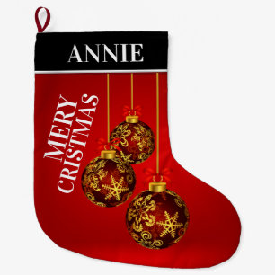 Grande Chaussette De Noël Ornement scintillant argent rouge or corporatif de