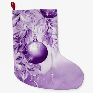 Grande Chaussette De Noël Ornements violets Noël Fête Stocker