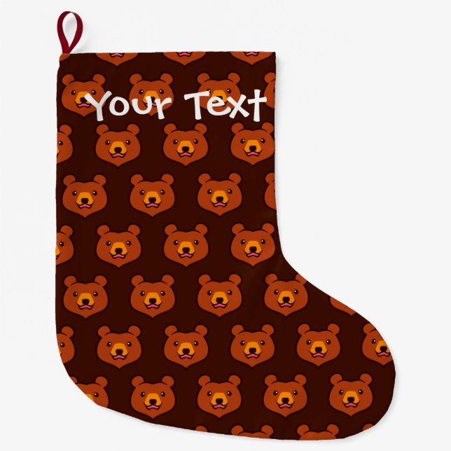Grande Chaussette De Noël Ours Brown mignon (Devant)
