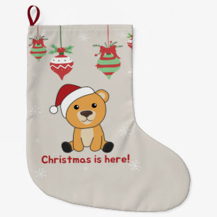 Grande Chaussette De Noël Ours colorés Joyeux Noël Animaux d'hiver Ours