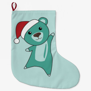 Grande Chaussette De Noël Ours colorés Joyeux Noël Animaux d'hiver Ours