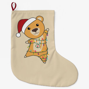 Grande Chaussette De Noël Ours colorés Joyeux Noël Animaux d'hiver Ours