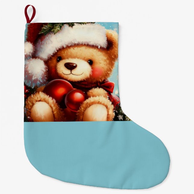 Grande Chaussette De Noël Ours en peluche de Noël 4 (Devant)