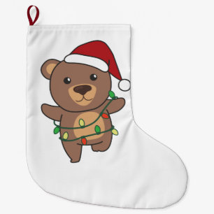 Grande Chaussette De Noël Ours Noël Animaux d'hiver Ours