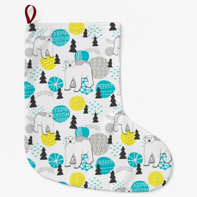 Grande Chaussette De Noël Ours polaire (Devant)