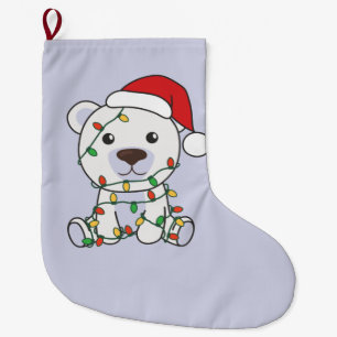 Grande Chaussette De Noël Ours polaire Noël Animaux d'hiver Ours polaire La