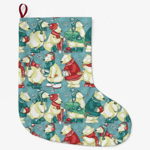 Grande Chaussette De Noël Ours polaires adorables