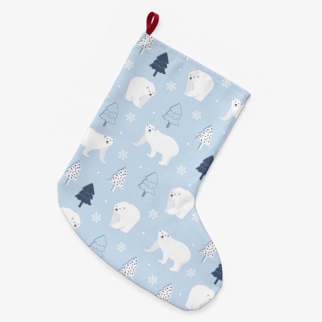 Grande Chaussette De Noël Ours polaires mignons (Devant (Accrochage))