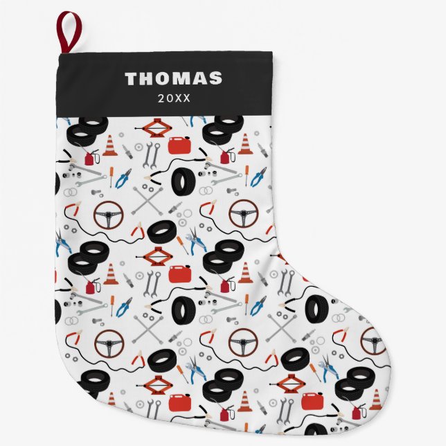 Grande Chaussette De Noël Outils Automobile Mécanique (Devant)