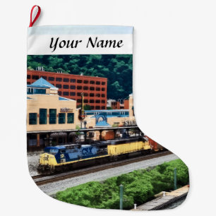 Grande Chaussette De Noël PA de Pittsburgh - Train allant par le carré de