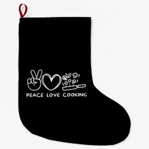 Grande Chaussette De Noël Paix, Amour Cuisine Rétro Cuisine Amateur Chef Nou
