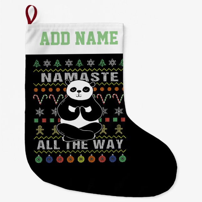 Grande Chaussette De Noël Panda Namaste Tout Au Long De Noël Vilain (Devant)
