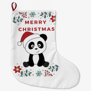 Grande Chaussette De Noël Panda Noël Neige Animaux d'hiver Pandas Grand C
