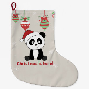Grande Chaussette De Noël Panda Noël Neige Animaux d'hiver Pandas Grand C