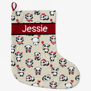 Grande Chaussette De Noël Pandas Whimsical personnalisable