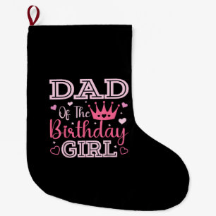 Grande Chaussette De Noël Papa de la fille d'anniversaire Rose mignon Famill