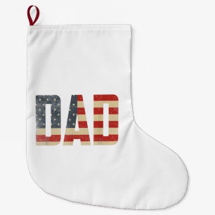 Grande Chaussette De Noël Papa Drapeau Américain Patriotique Fête des Pères