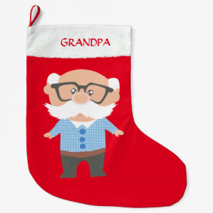 Grande Chaussette De Noël Papi sur rouge