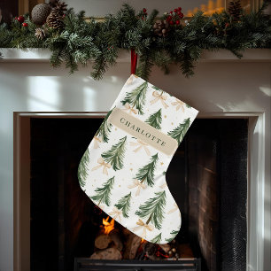 Grande Chaussette De Noël Papier d'emballage d'arbre de Noël à l'aquarelle