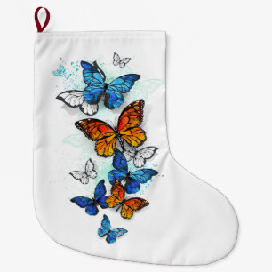 Grande Chaussette De Noël Papillons volants Morpho et Monarch