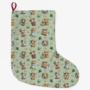 Grande Chaussette De Noël Parade de vaches des Highlands pour les fêtes