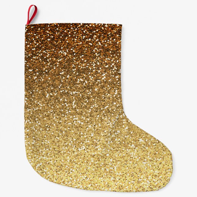 Grande Chaussette De Noël Parties scintillant Gold Faux Ombre (Devant)