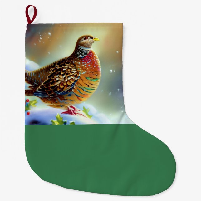 Grande Chaussette De Noël Partridge de Noël 3 (Devant)