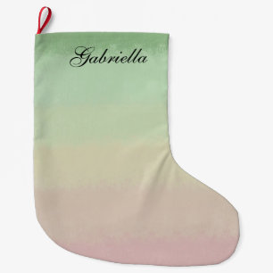 Grande Chaussette De Noël Pastel Pink Green Ombre Personnalisé