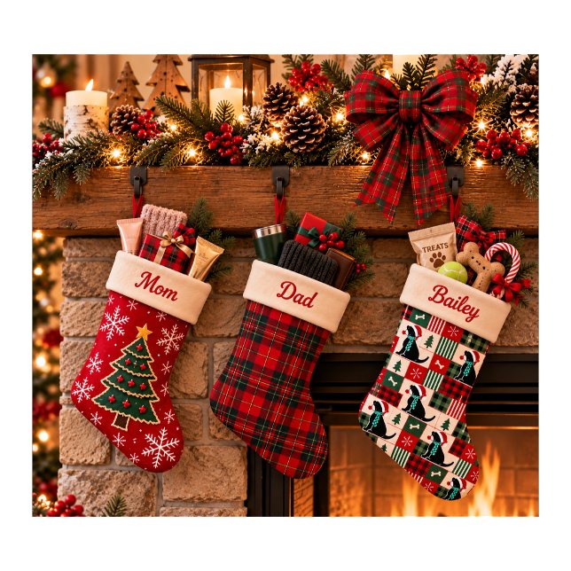 Grande Chaussette De Noël Patchwork de Noël pour amoureux de Lab (Créateur téléchargé)