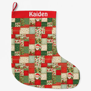 Grande Chaussette De Noël Patchwork Noël