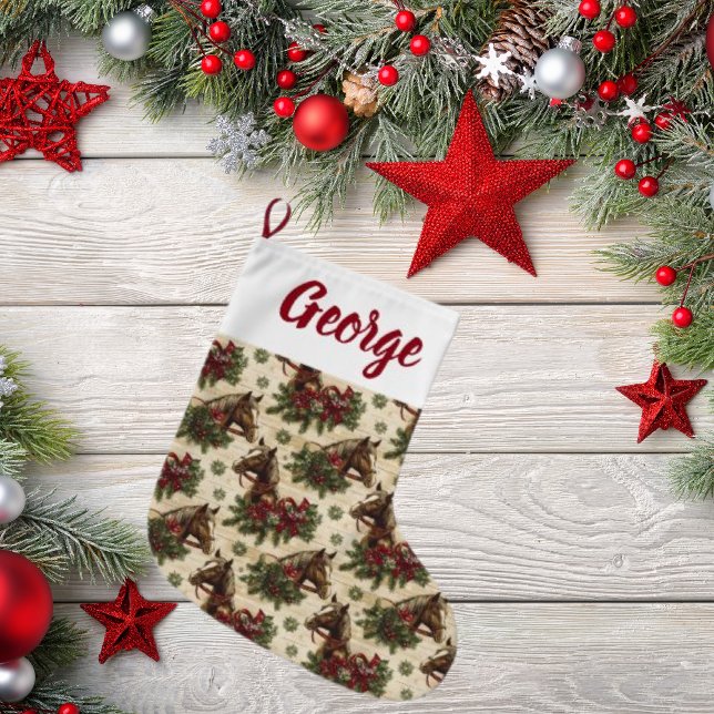 Grande Chaussette De Noël Pays Chevaux de Noël (Créateur téléchargé)