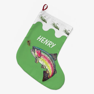 Grande Chaussette De Noël Pêche de mouche à truite arc-en-ciel