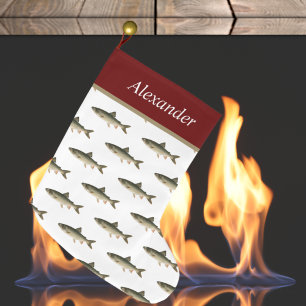 Grande Chaussette De Noël Pêcheurs à la mouche personnalisés poisson de vaca