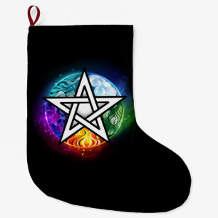Grande Chaussette De Noël pentagramme du Wiccan