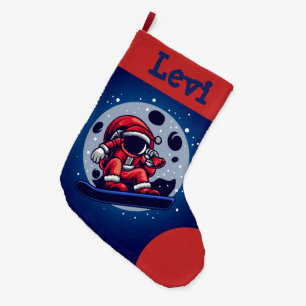 Grande Chaussette De Noël Père Noël astronaute dans un grand bas de Noël spa