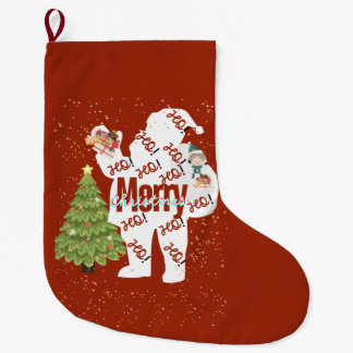 Grande Chaussette De Noël Père Noël avec cadeaux