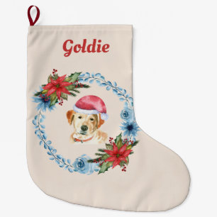 Grande Chaussette De Noël Père Noël Casquette Yellow Lab Fêtes Personnalisée