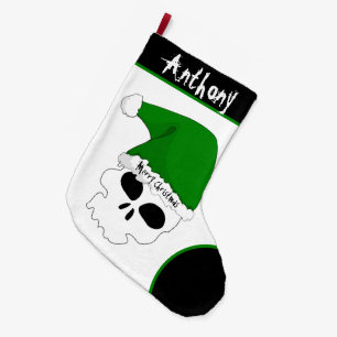 Grande Chaussette De Noël Père Noël Crâne Noël Stocker
