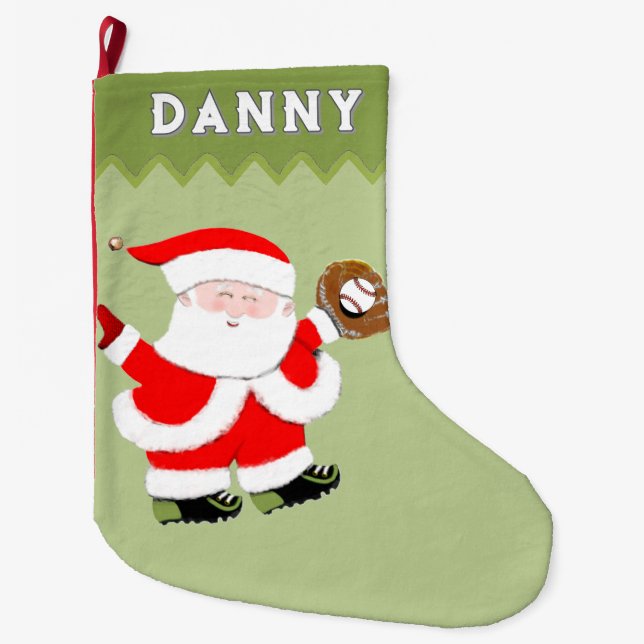 Grande Chaussette De Noël Père Noël de baseball (Devant)