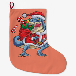 Grande Chaussette De Noël Père Noël de Noël dinosaure T rex garçons hommes