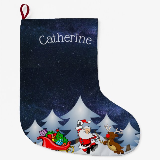 Grande Chaussette De Noël Père Noël en route (Devant)