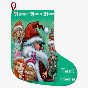 Grande Chaussette De Noël Père Noël et Elfes de Noël