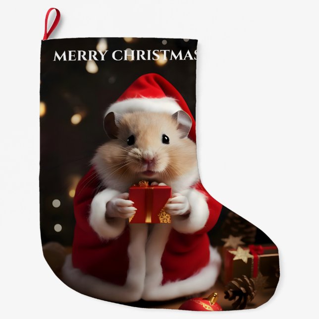 Grande Chaussette De Noël Père Noël Hamster Christmas Stocking (Devant)