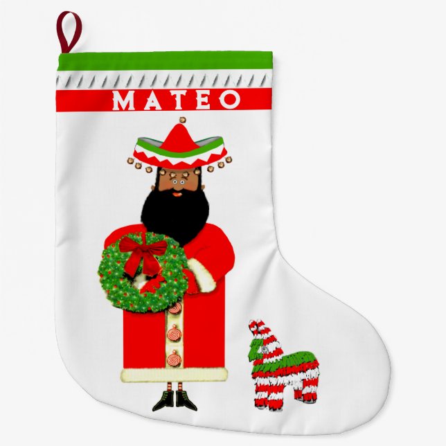 Grande Chaussette De Noël Père Noël mexicain (Devant)